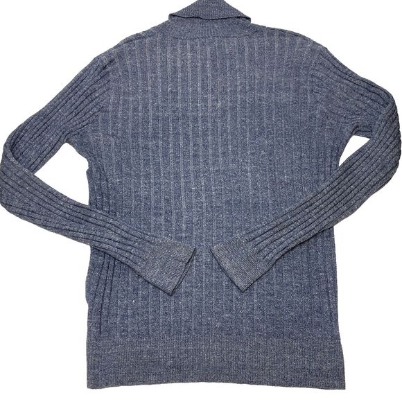 Peter Millar Naples Shore Shawl Sweater Large Blue Wool Linen Ribbed Pullover - Picture 2 of 8